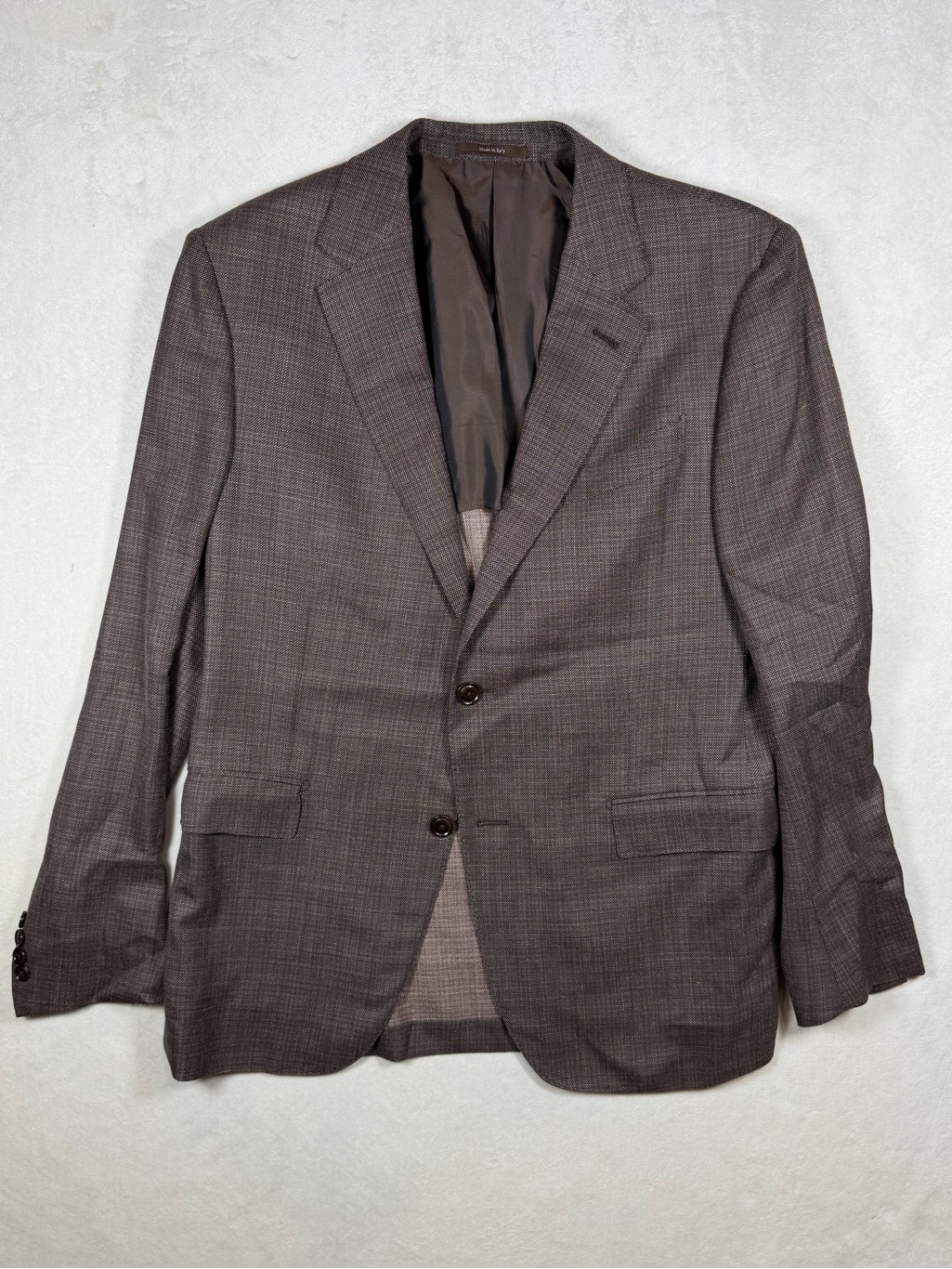 Ermenegildo Zegna Milano Easy 54eu 44r Wool Silk Linen Brown Plaid Sport Coat